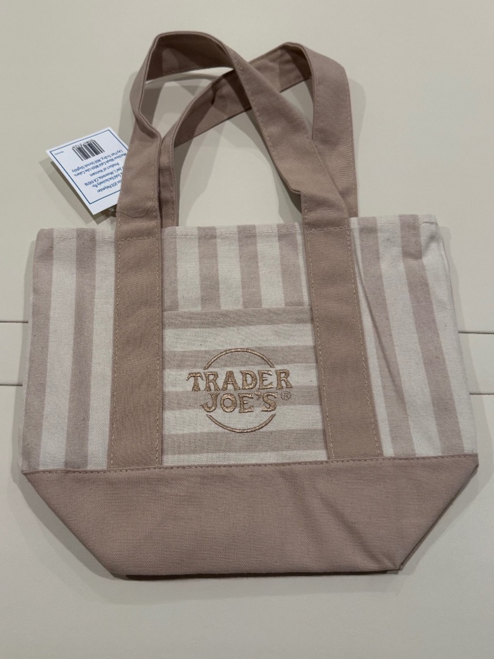 **LIMTED EDITION Trader Joes Mini Tote in Stripe Tan